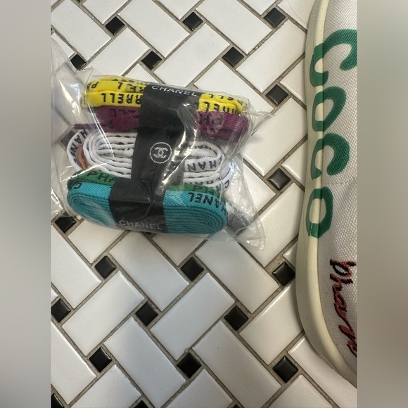 SOLD OUT 
Chanel Artistic White Sneakers with Red and Blue Accents - Picture 6 of 15